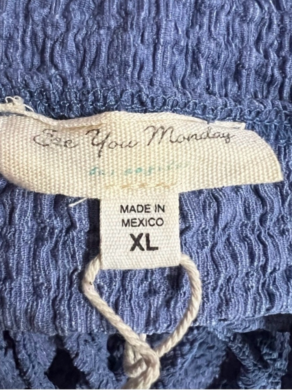 NwOT Anthropologie - See You Monday Light Blue Tie-Front Textured Jumpsuit - Picture 6 of 7